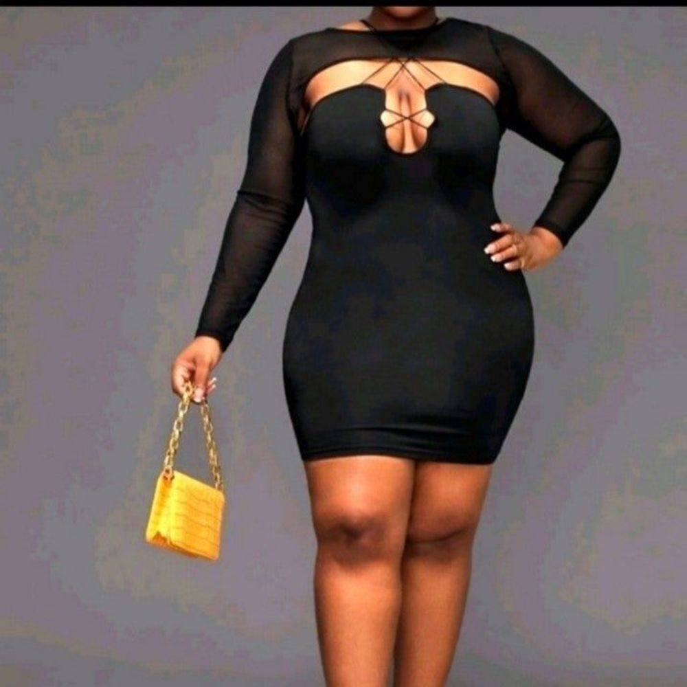 Womens Sexy 2 Piece Black Plus Size Dress sz 1X